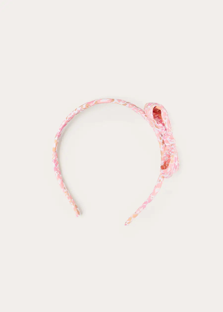 Nellie Floral Medium Bow Hairband in Pink (OS) Hair Accessories from Pepa London US