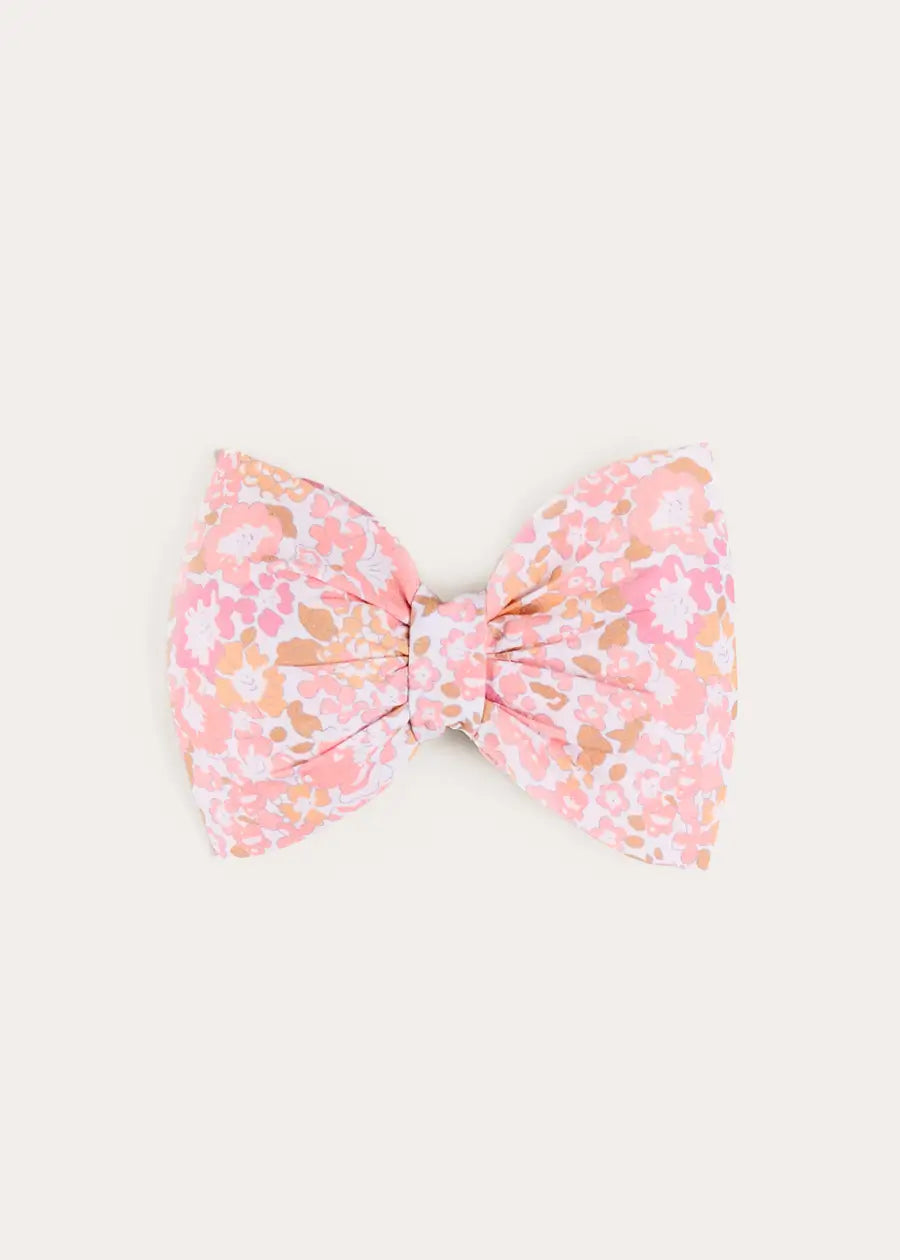 Nellie Floral Medium Bow Hair Clip in Pink (OS) Hair Accessories from Pepa London US
