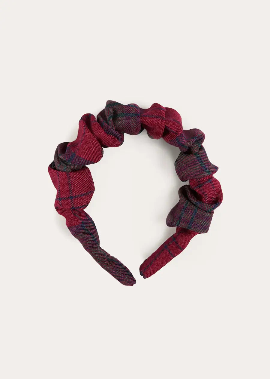 Grovesnor Tartan Scrunchie Hairband in Red (OS) Hair Accessories from Pepa London US