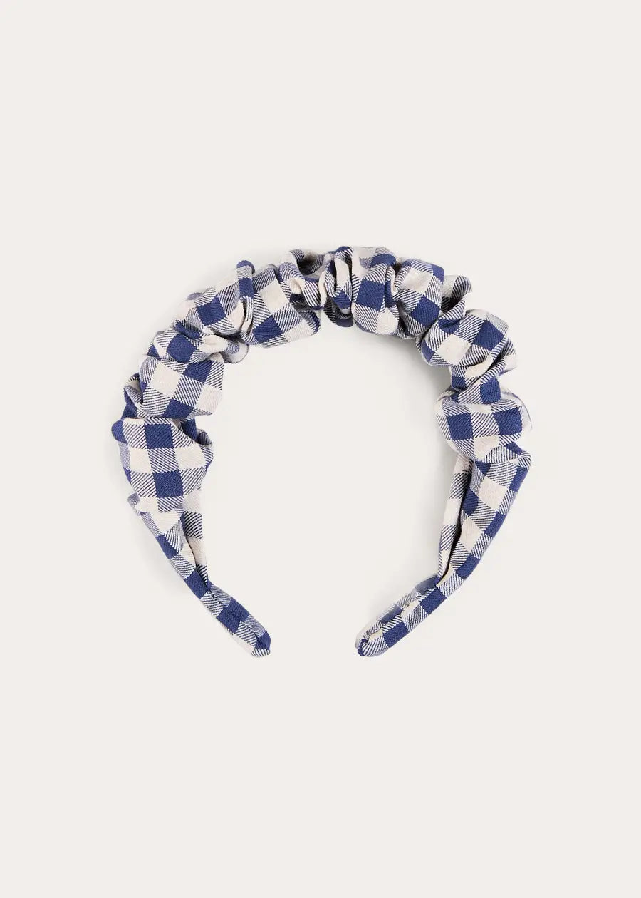 Draycott Check Scrunchie Hairband in White (OS) Hair Accessories from Pepa London US
