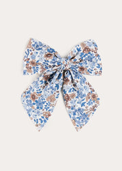 Beatrice Floral Long Bow Hair Clip in Blue (OS) Hair Accessories from Pepa London US