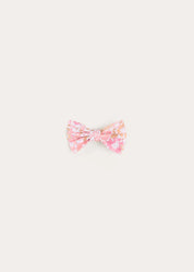 Nellie Floral Small Bow Hair Clip in Pink (OS) Hair Accessories from Pepa London US