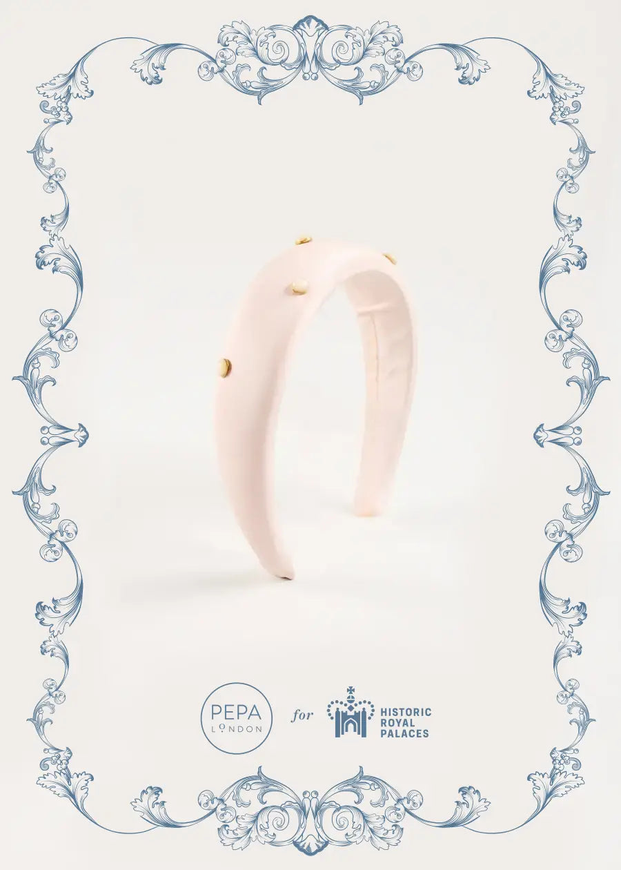 The Royal Silk & Pearl Hairband in Rose (OS) Hair Accessories from Pepa London US