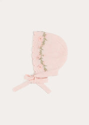 Wildflower Embroidered Bonnet in Pink (S-L) Bonnets from Pepa London US