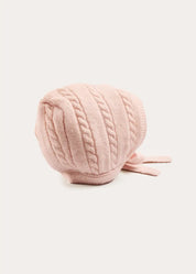 Cashmere Cable Knit Bonnet in Pink (XS-L) Bonnets from Pepa London US