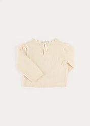 Alpaca Wool Cottage Cross Stitch Embroidered Jumper in Cream (6mths-4yrs) Knitwear from Pepa London US