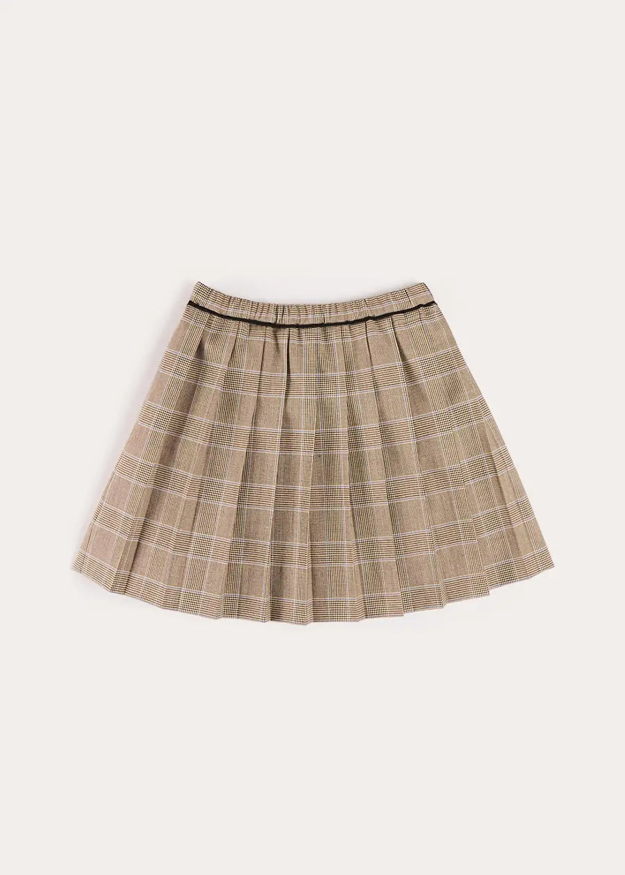 Wilton Check Pleated Skirt in Beige (4-12yrs) Skirts from Pepa London US
