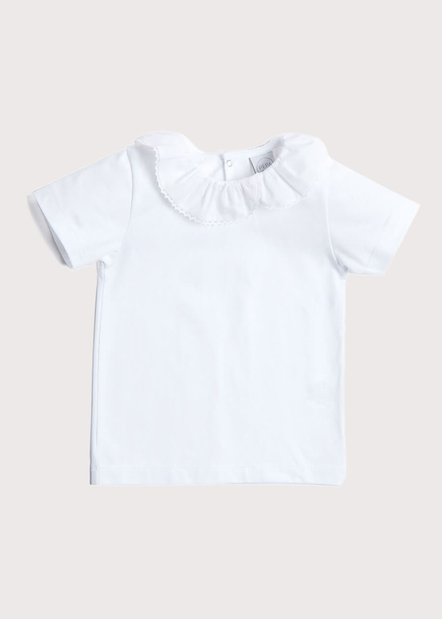Piculina Trim Top in White (2-10yrs) Tops & Bodysuits from Pepa London US