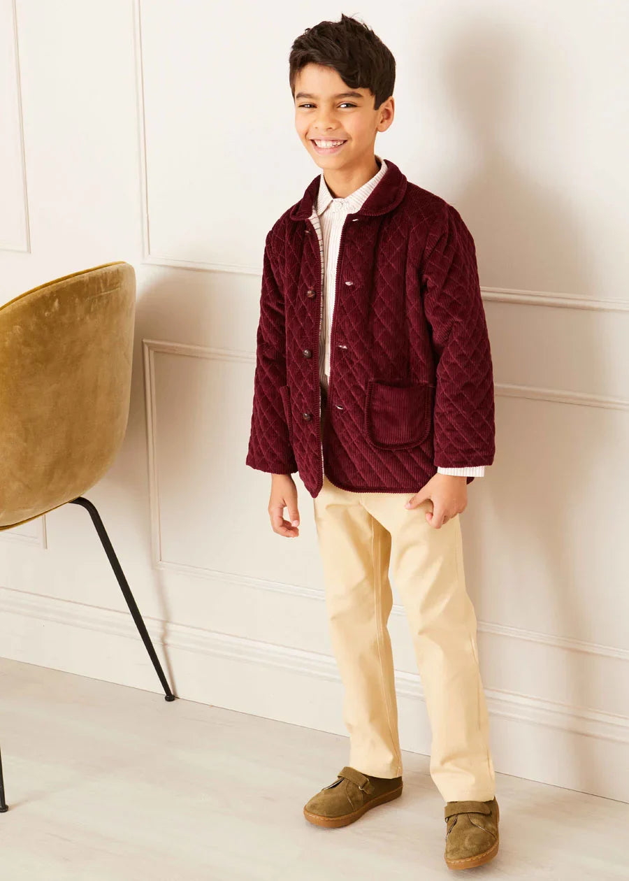 The Corduroy Burgundy Quilted Jacket Boy Look Look  from Pepa London US