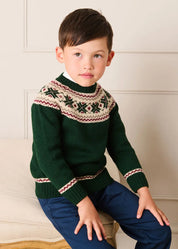 Classic Fair Isle Merino Wool Jumper in Green (12mths-10yrs) Knitwear from Pepa London US
