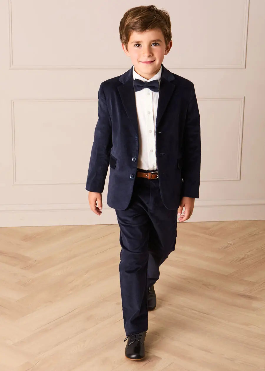 Velvet Three Button Blazer Jacket in Navy (4-10yrs) Coats from Pepa London US