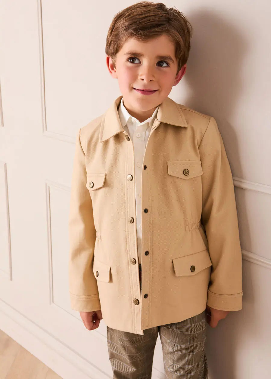 Safari Jacket With Pockets in Beige (4-10yrs) Coats from Pepa London US