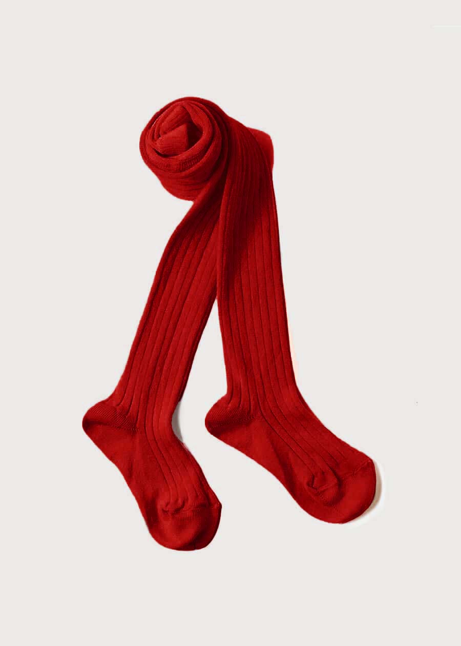 Ribbed Tights in Red (0mths-10yrs) Tights from Pepa London US