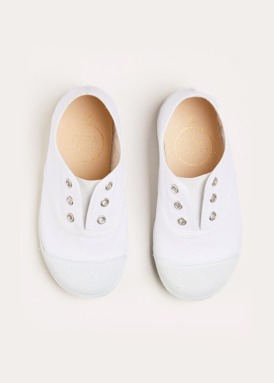 Canvas Plimsolls in White (20-34EU) Shoes from Pepa London US