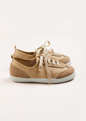 Lace Up Plimsolls in Taupe (24-35EU) Shoes from Pepa London US