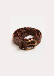 Leather Braided Belt in Brown (XS-S) Belts & Braces  from Pepa London US