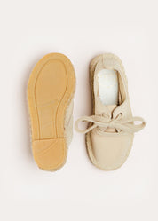 Suede Lace-up Espadrilles in Beige (24-35EU) Shoes from Pepa London US