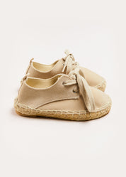 Suede Lace-up Espadrilles in Beige (24-35EU) Shoes from Pepa London US