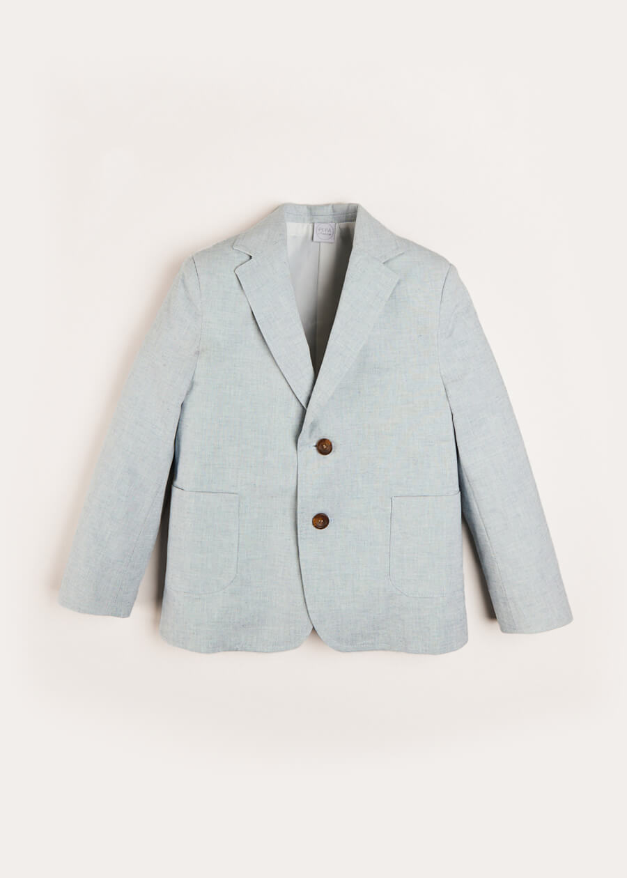 Plain Light Linen Blazer in Blue (4-10yrs) Coats from Pepa London US