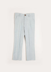 Plain Light Linen Suit Trousers in Blue (4-10yrs) Trousers from Pepa London US
