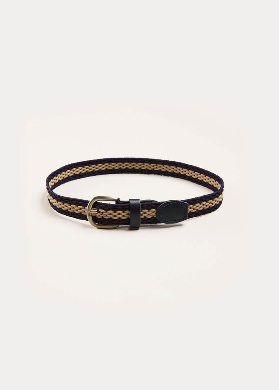 Striped Leather Braided Belt in Blue (XS-S) Belts & Braces from Pepa London US