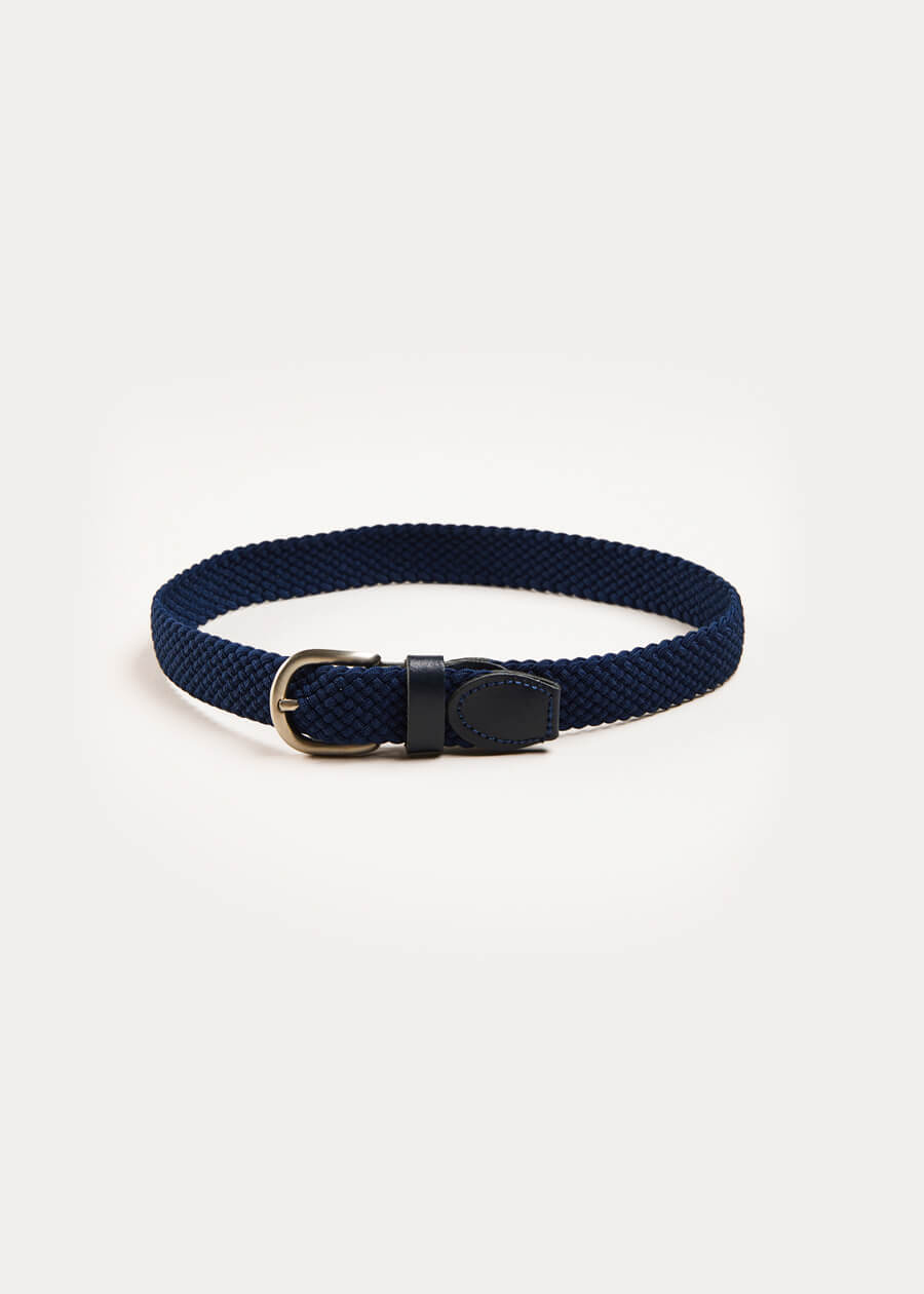 Leather Braided Belt in Navy (XS-S) Belts & Braces from Pepa London US