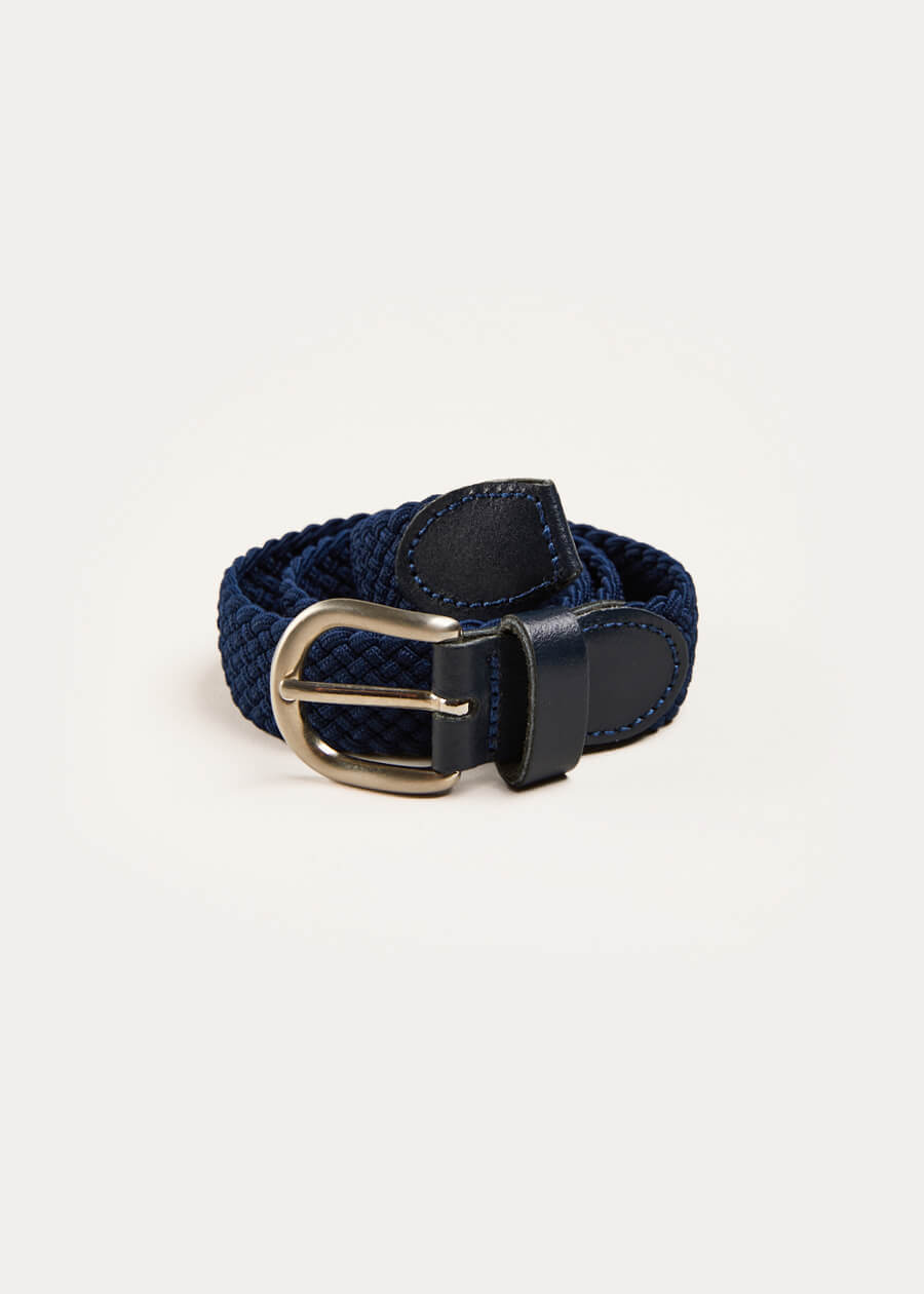 Leather Braided Belt in Navy (XS-S) Belts & Braces from Pepa London US