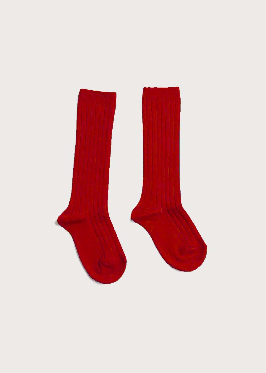 Ribbed Knee Socks in Red (0mths-10yrs) Socks from Pepa London US