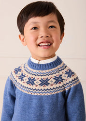 Classic Fair Isle Jumper in Blue (18mths-10yrs) Knitwear from Pepa London US