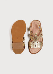 Metallic Strappy Leather Sandals in Gold (24-35EU) Shoes from Pepa London US