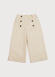 Wide Leg Front Button Trousers in Beige (2-10yrs) Trousers from Pepa London US