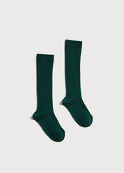 Ribbed Knee High Socks in Bottle Green (3mths-10yrs) Socks from Pepa London US