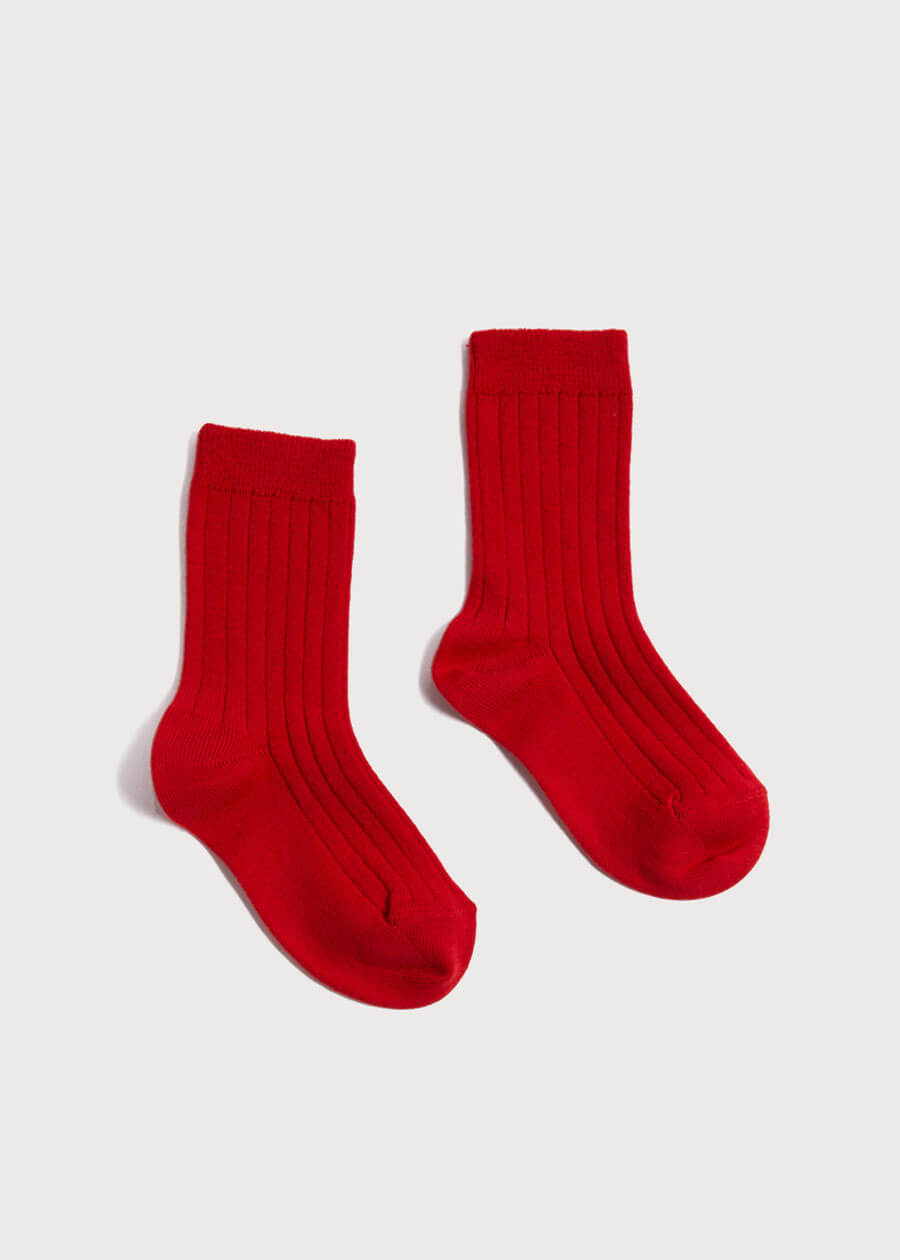 Ribbed Shorts Socks Red (0mths-10yrs) Socks from Pepa London US