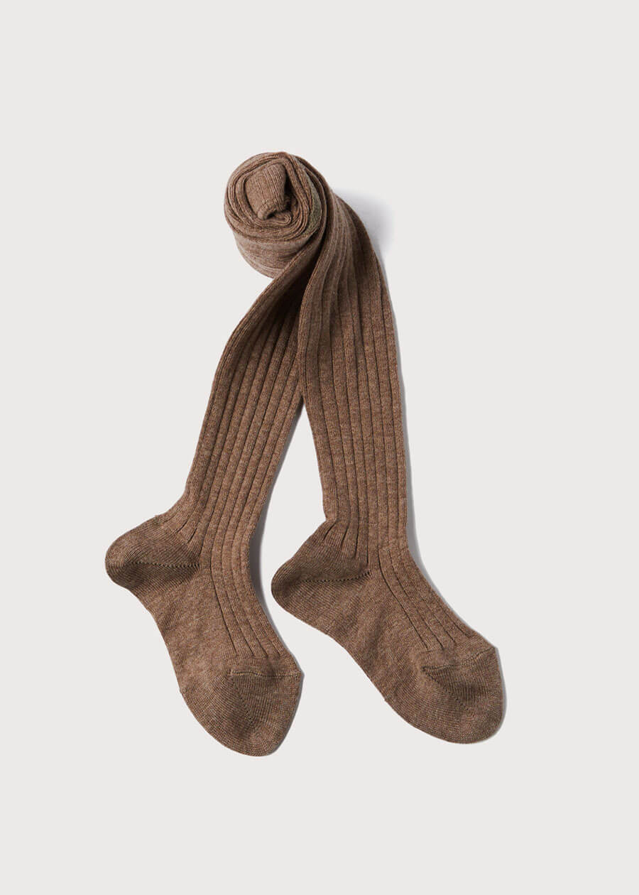 Taupe Ribbed Tights (0mths-10yrs) Tights from Pepa London US