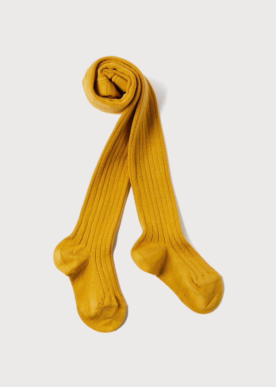 Mustard Ribbed Tights (0mths-10yrs) Tights from Pepa London US