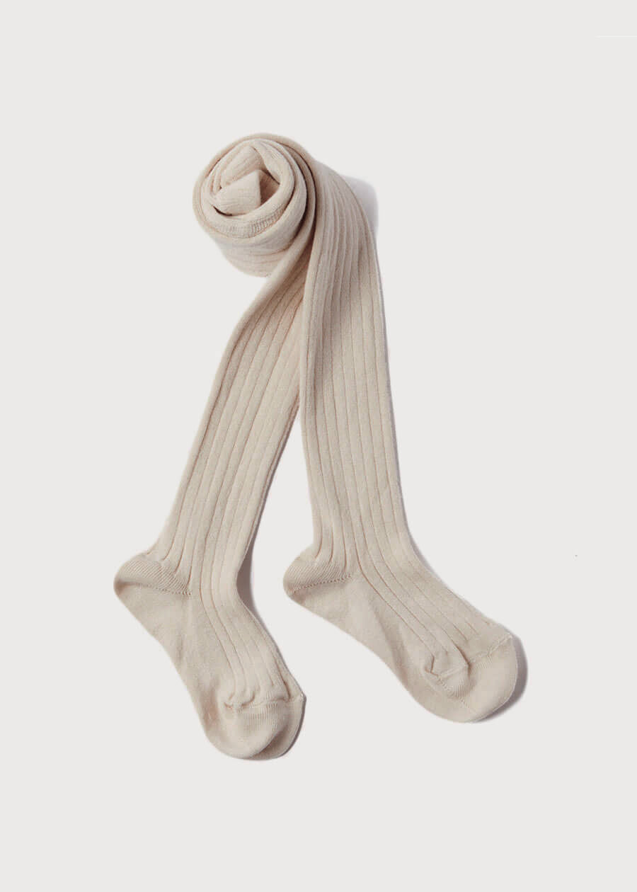 Ribbed Knitted Tights in Stone (3mths-8yrs) Tights from Pepa London US