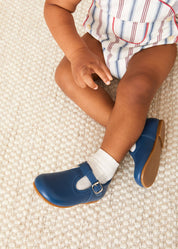 T-Bar Baby Shoes in Blue (20-26EU) Shoes from Pepa London US