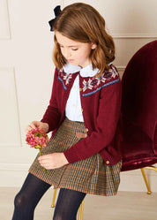 Fair Isle Cardigan in Burgundy (12mths-10yrs) Knitwear from Pepa London US