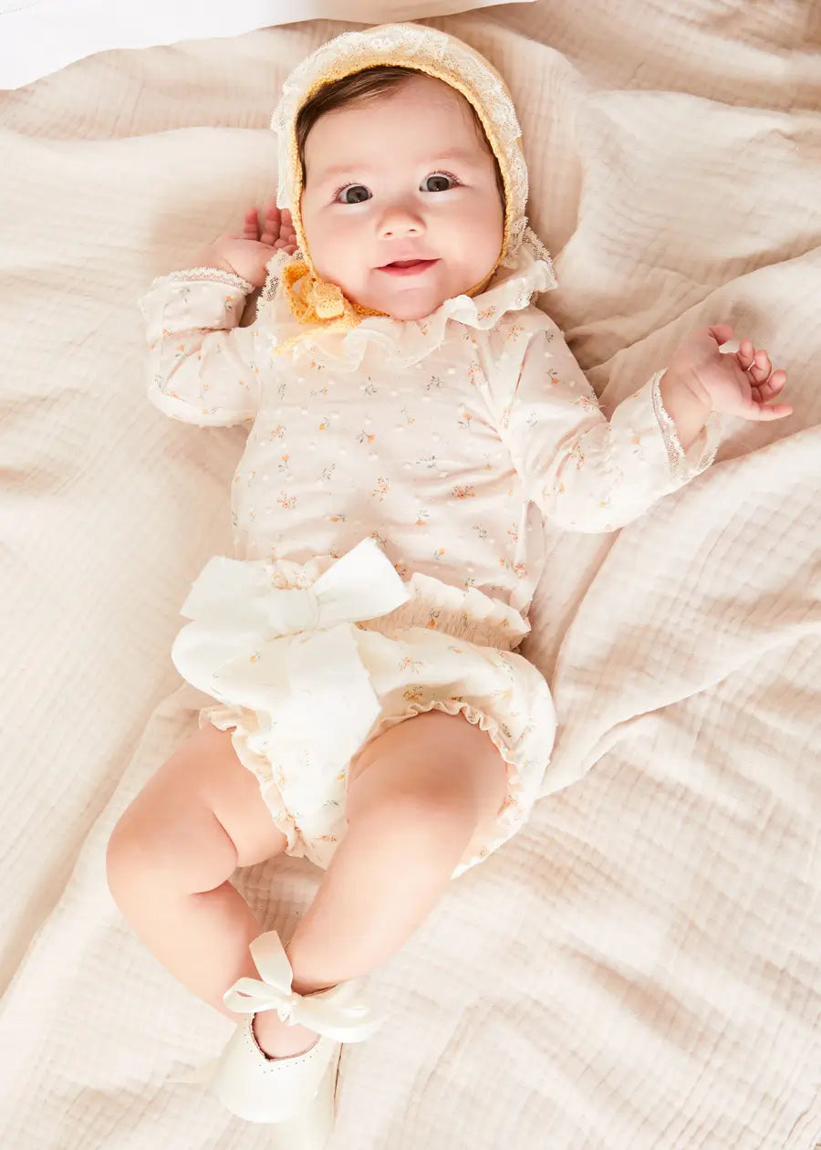 Esme Floral Bow Detail Bloomers in White (1-12mths) BLOOMER from Pepa London US