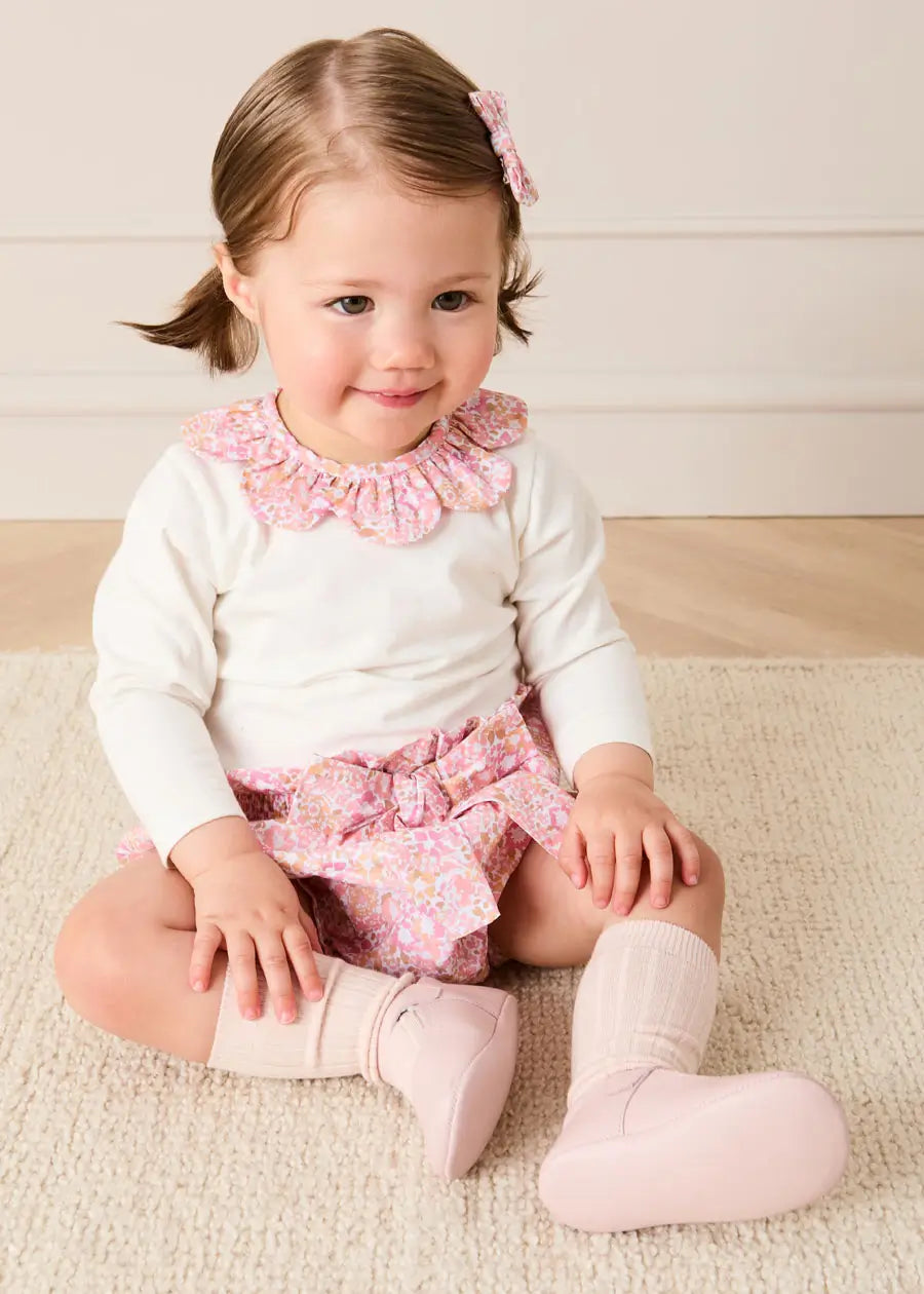 Nellie Floral Collar Long Sleeve Bodysuit in Pink (1mth-3yrs)
