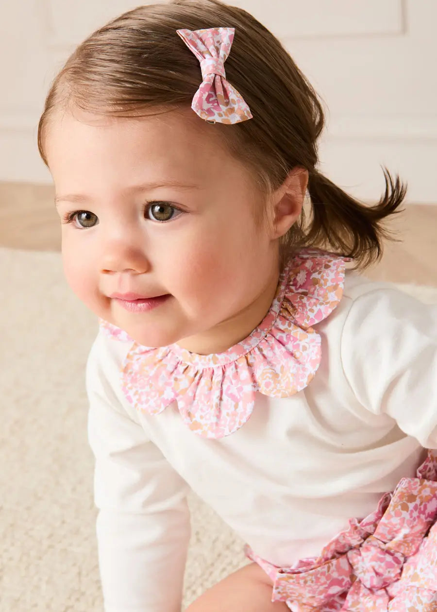 Nellie Floral Small Bow Hair Clip in Pink (OS) Hair Accessories from Pepa London US
