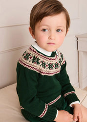 Classic Fair Isle Merino Wool Jumper in Green (12mths-10yrs) Knitwear from Pepa London US