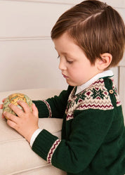 Classic Fair Isle Merino Wool Jumper in Green (12mths-10yrs) Knitwear from Pepa London US