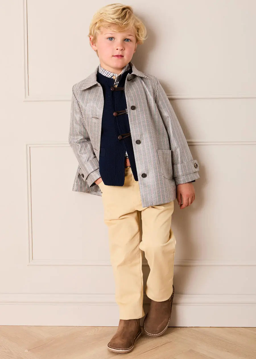 Sloane Check Raincoat with Pockets in Camel (4-10yrs) Coats from Pepa London US