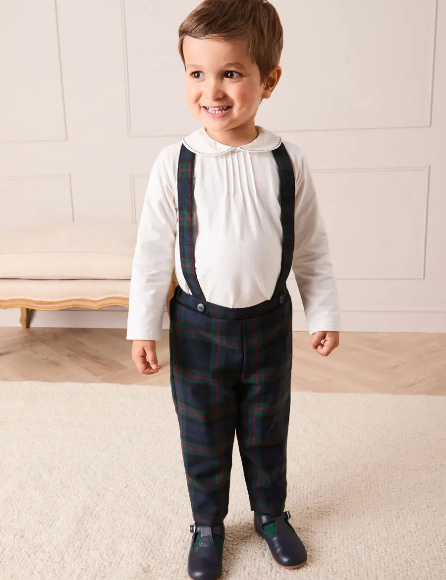 Kinnerton Tartan Trousers with Braces in Blue (18mths-5yrs) Trousers from Pepa London US