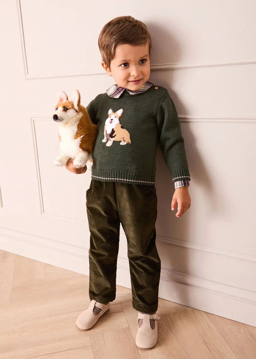 Corduroy Chino Trousers in Green (18mths-5yrs) Trousers from Pepa London US