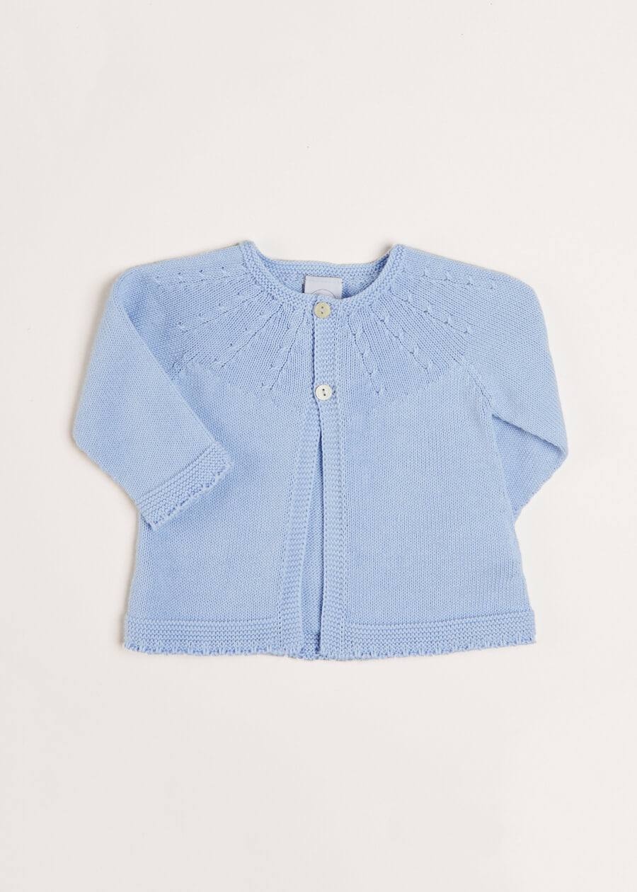 Openwork Detail Baby Cardigan in Blue (1-12mths) Knitwear from Pepa London US