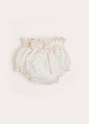 Tilly Floral Print Bloomers With Bow Detail in Pink (1-6mths) Bloomers  from Pepa London US