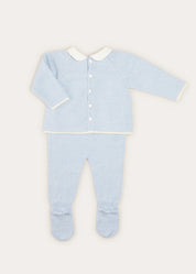 Dot Detail Knitted Set in Baby Blue (1-6mths) KNITTED SETS from Pepa London US