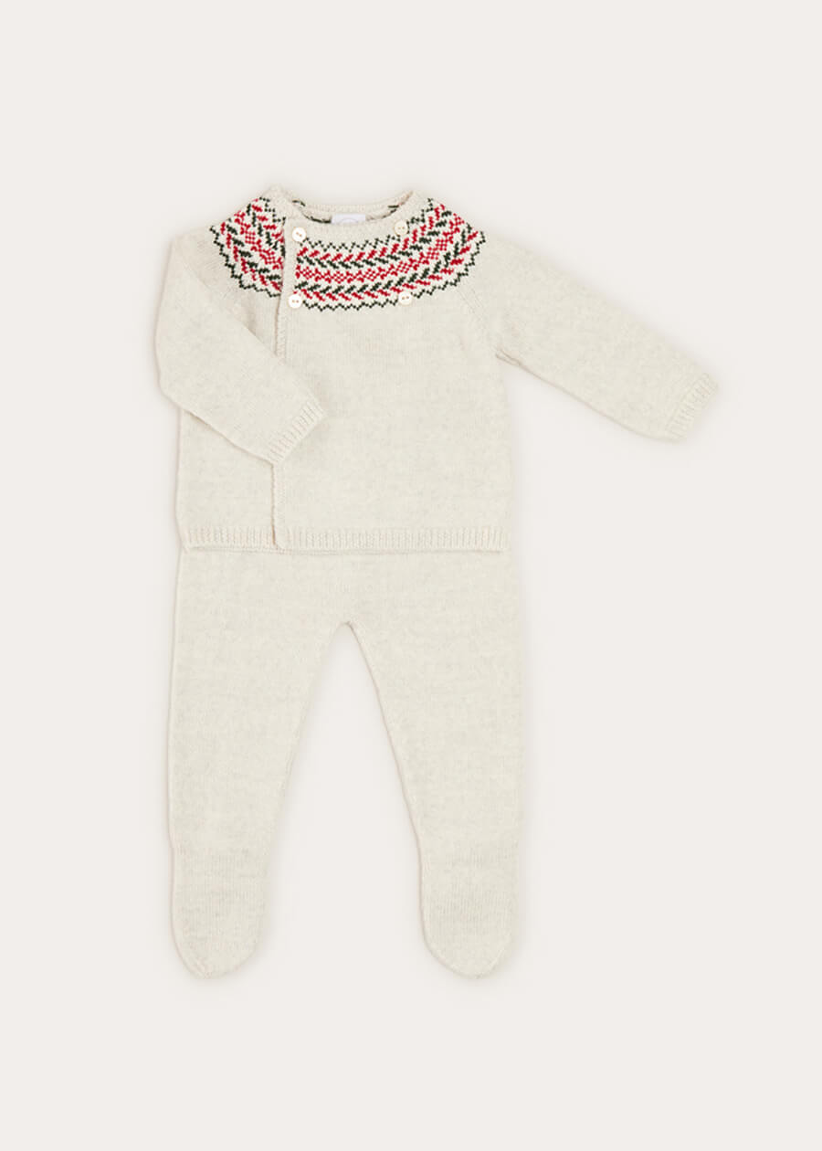 Fair Isle Knitted 2 Piece Set In Grey (1-9mths) KNITTED SETS from Pepa London